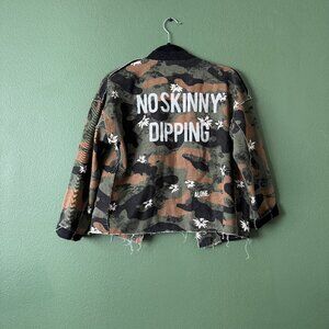 Seven Seventy Camo Patch Typography Jacket Size Small